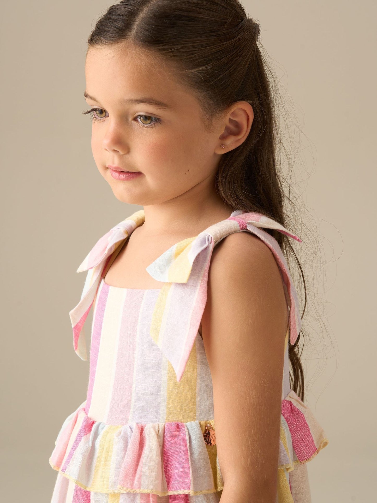 Angel & Rocket Pink Nola Pastel Stripe Tiered Dress image 6