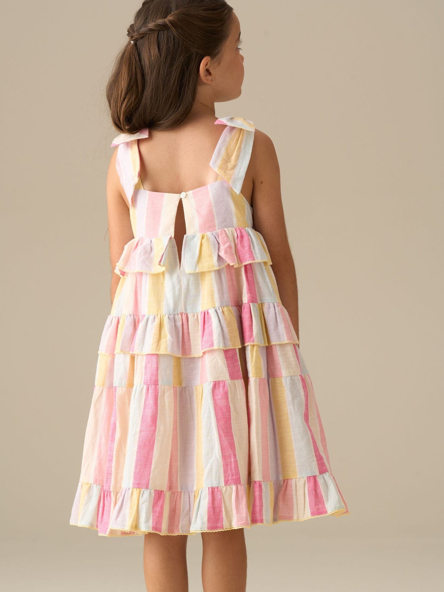 Angel & Rocket Pink Nola Pastel Stripe Tiered Dress image 7