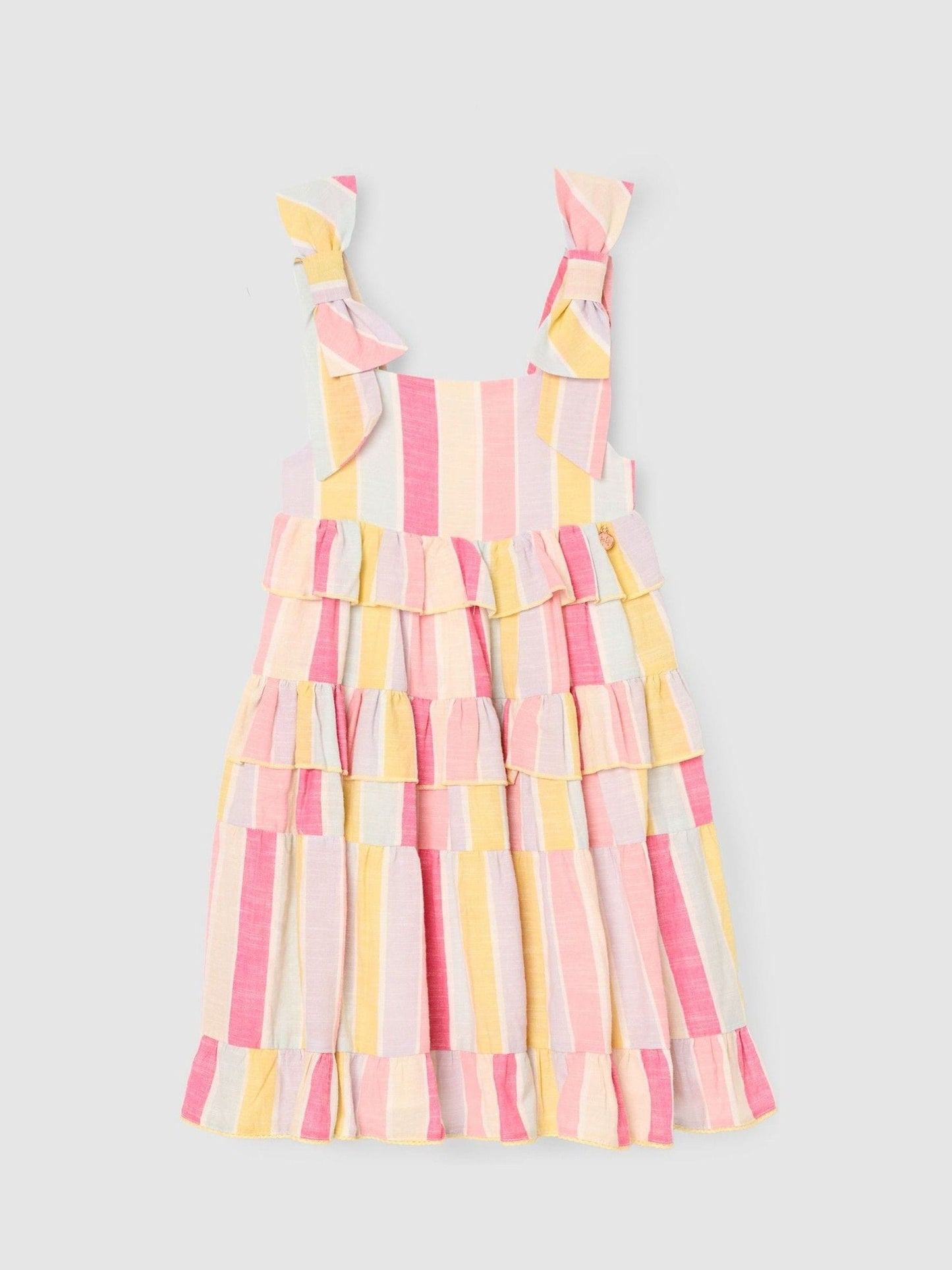Angel & Rocket Pink Nola Pastel Stripe Tiered Dress image 9