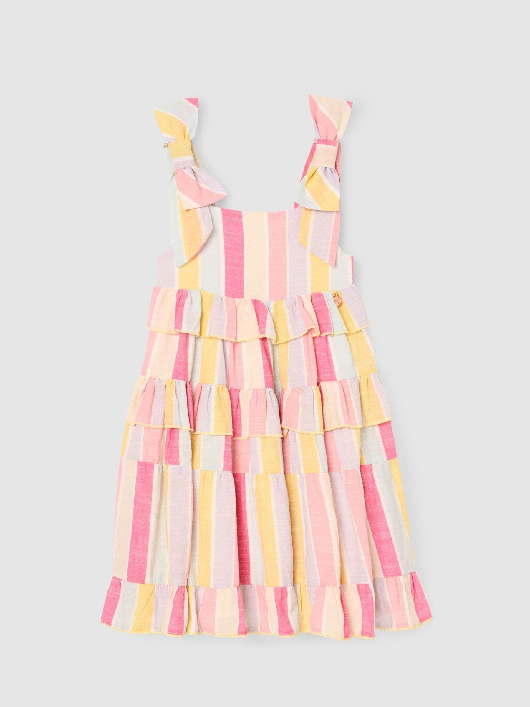 Angel & Rocket Pink Nola Pastel Stripe Tiered Dress image 9