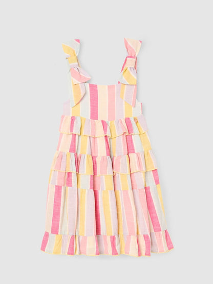 Angel & Rocket Pink Nola Pastel Stripe Tiered Dress image 9