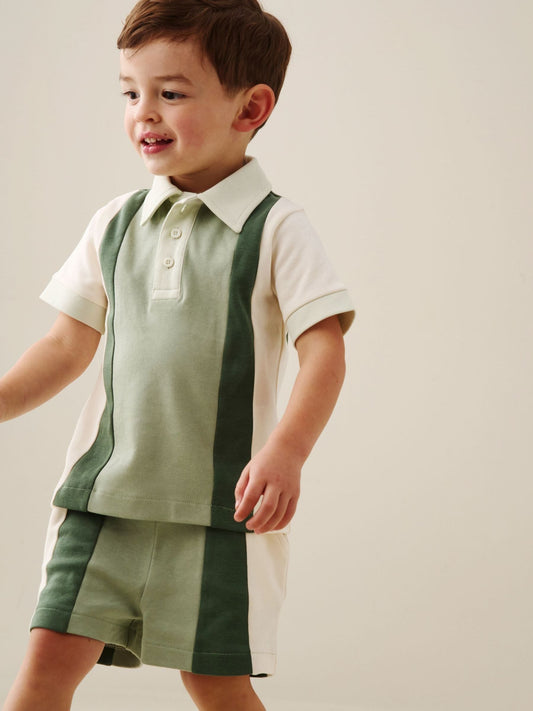 Angel & Rocket Green Jerry Colour Block Top & Shorts Set image 1