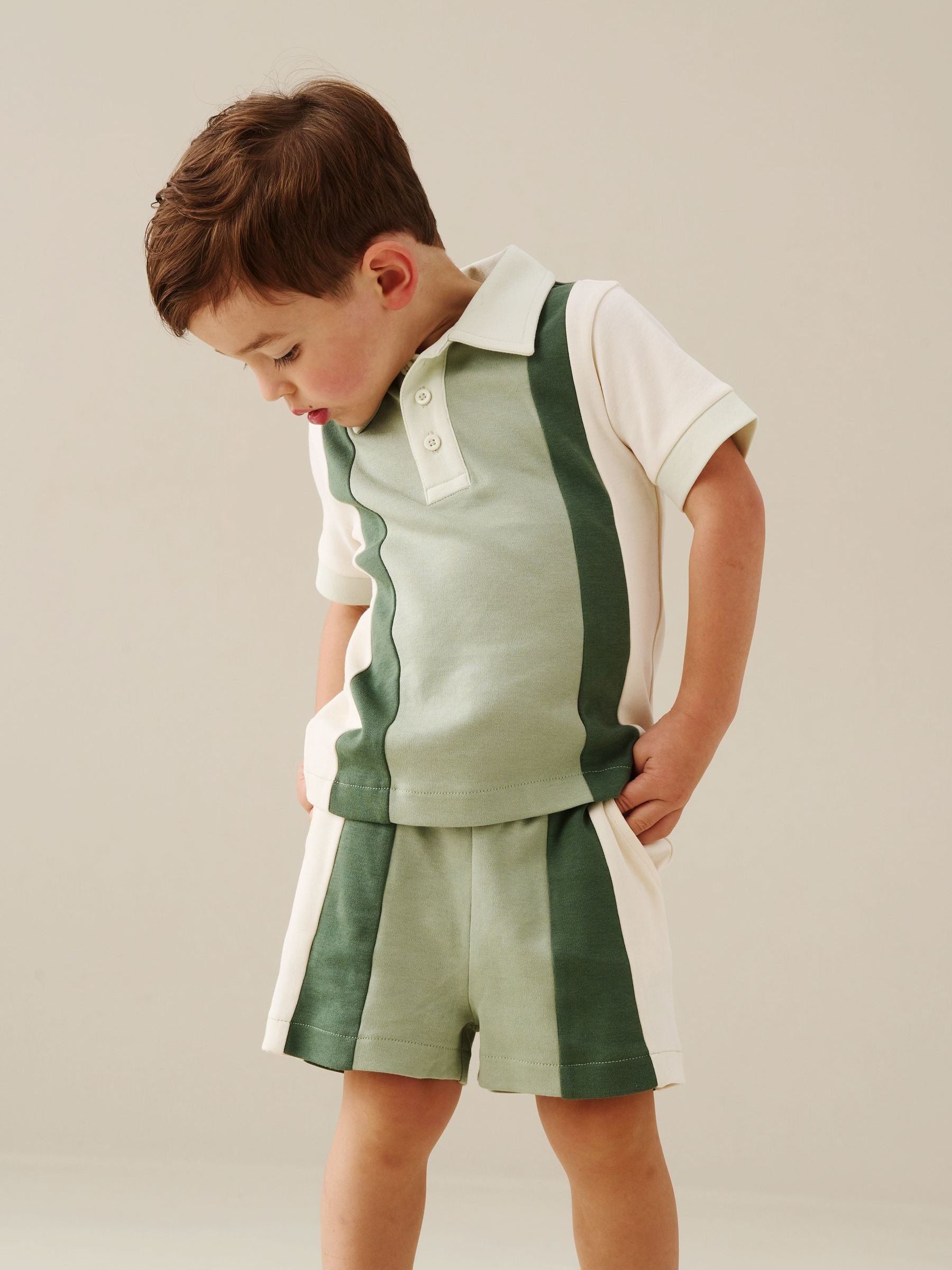 Angel & Rocket Green Jerry Colour Block Top & Shorts Set image 3
