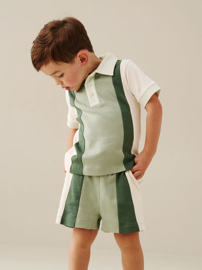 Angel & Rocket Green Jerry Colour Block Top & Shorts Set image 3