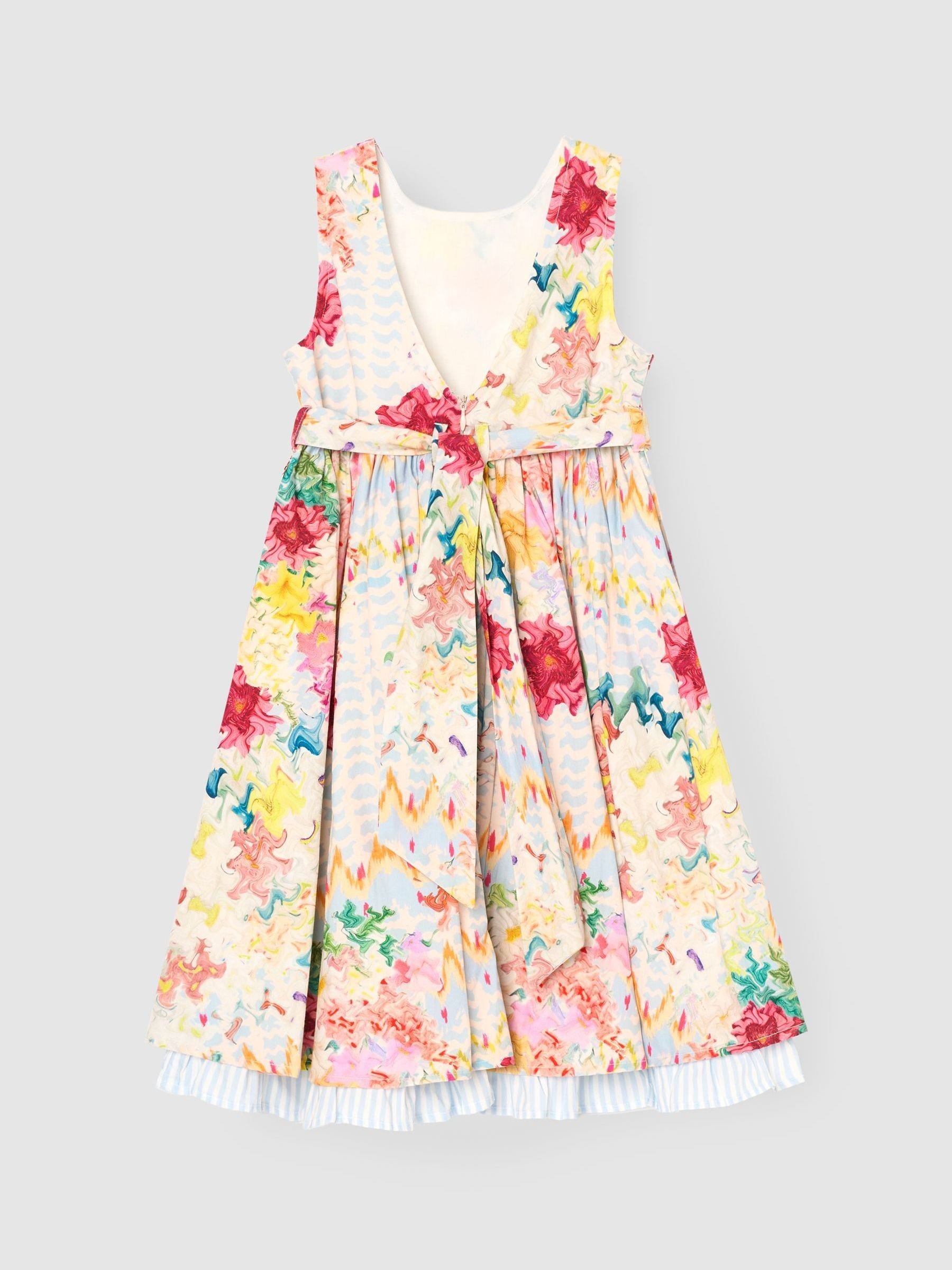 Angel & Rocket Cream Seren Print Stripe Sash Waist Dress image 10