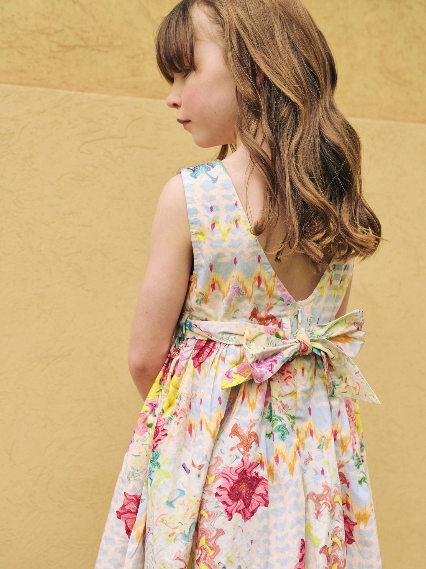 Angel & Rocket Cream Seren Print Stripe Sash Waist Dress image 2