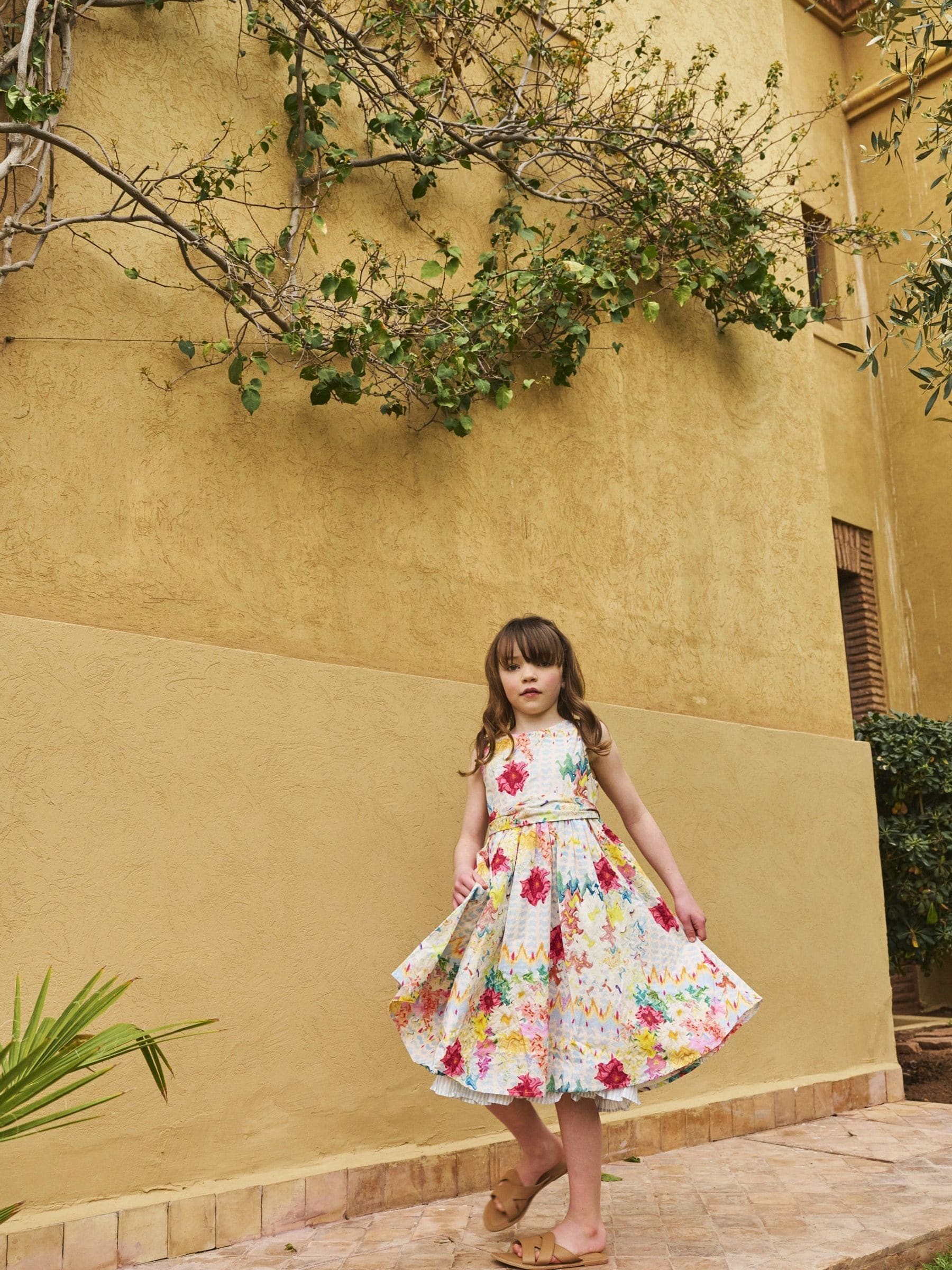 Angel & Rocket Cream Seren Print Stripe Sash Waist Dress image 3