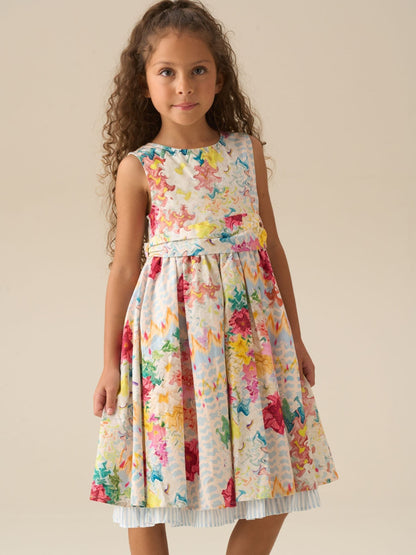 Angel & Rocket Cream Seren Print Stripe Sash Waist Dress image 4