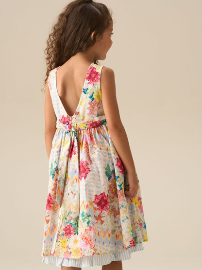 Angel & Rocket Cream Seren Print Stripe Sash Waist Dress image 5