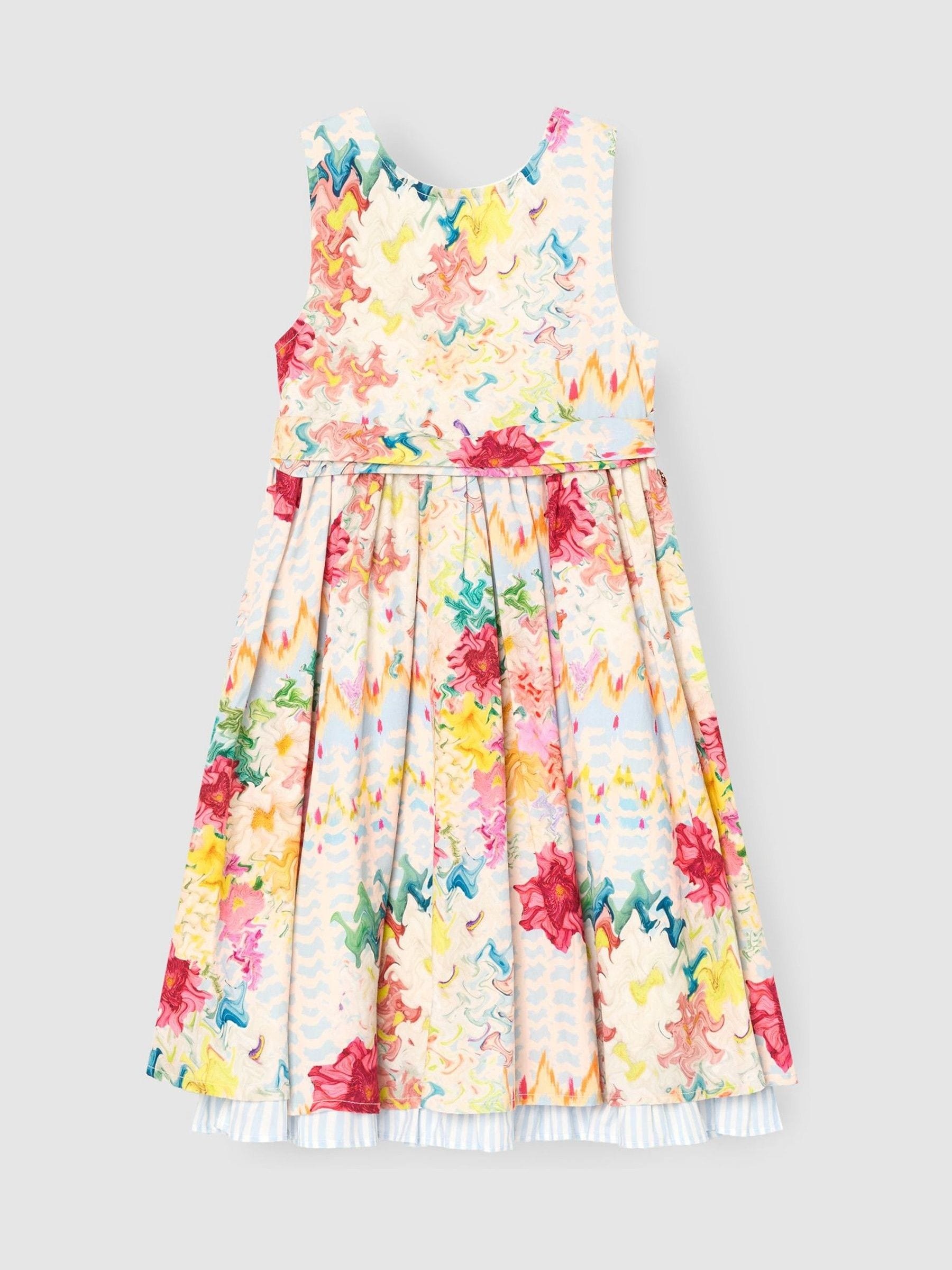 Angel & Rocket Cream Seren Print Stripe Sash Waist Dress image 9
