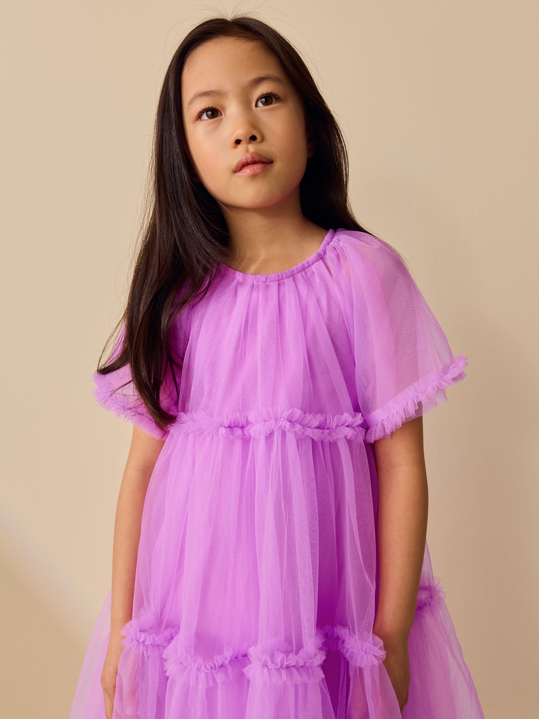 Purple Ruffle Tiered Party Dress (3-16yrs) image 2