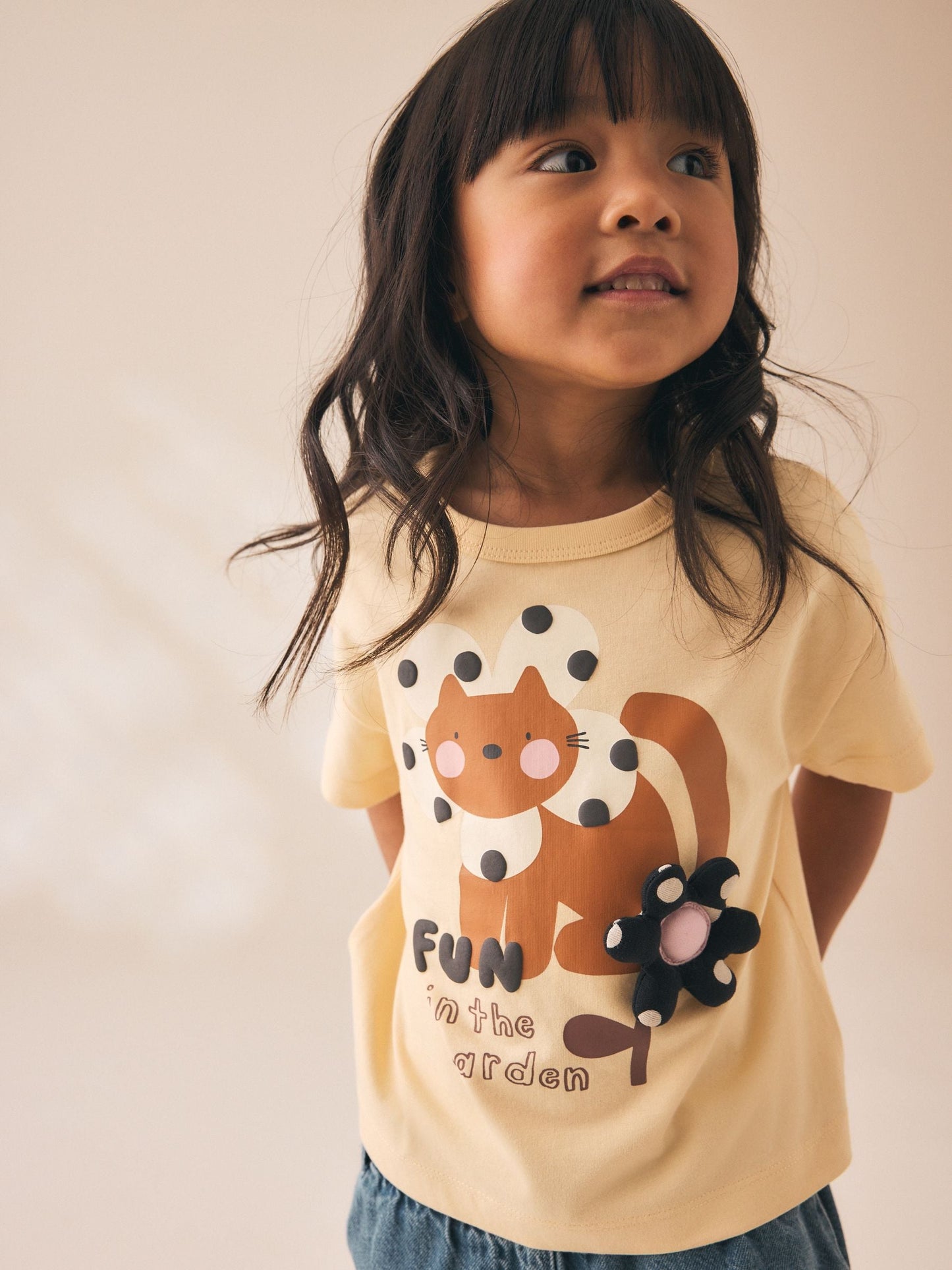 Dsiney Kidz - Ecru White Padded Cat Short Sleeve T-Shirt (3mths-7yrs) image 1