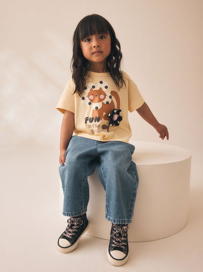 Dsiney Kidz - Ecru White Padded Cat Short Sleeve T-Shirt (3mths-7yrs) image 2