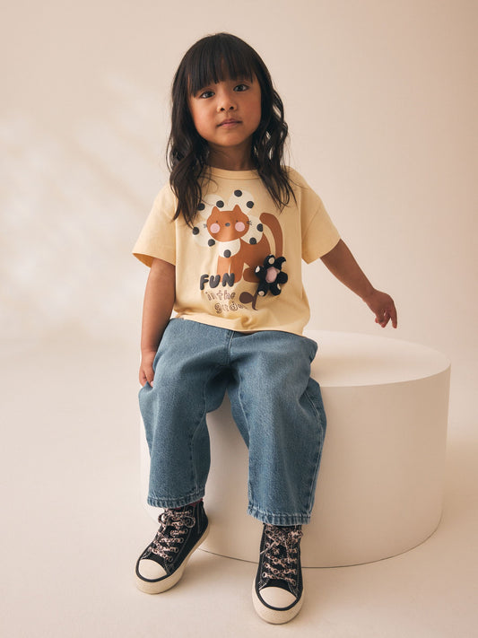 Dsiney Kidz - Ecru White Padded Cat Short Sleeve T-Shirt (3mths-7yrs) image 2