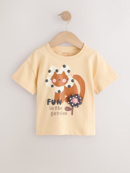 Dsiney Kidz - Ecru White Padded Cat Short Sleeve T-Shirt (3mths-7yrs) image 5