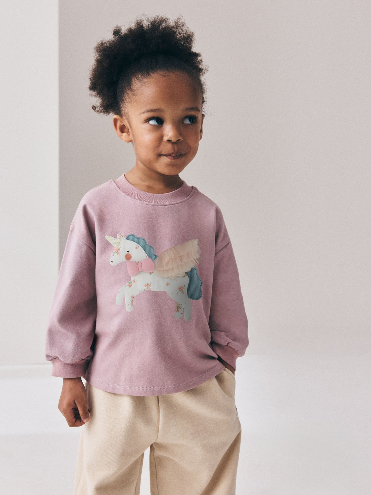 Light Pink Unicorn Long Sleeve T-Shirt (3mths-7yrs) - image 1