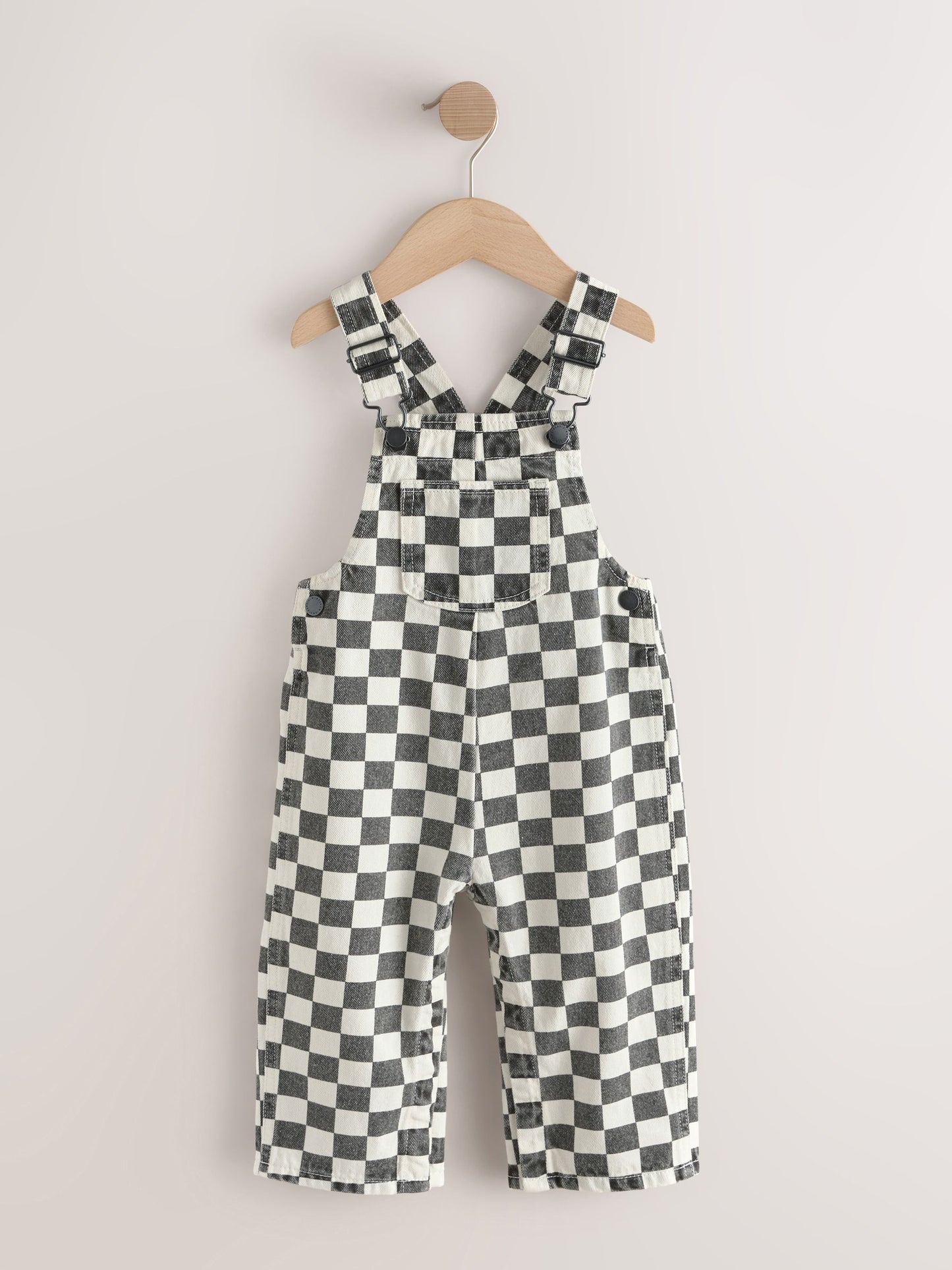 Black/White Checkerboard Dungarees (3mths-7yrs) image 1