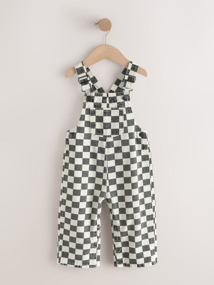 Black/White Checkerboard Dungarees (3mths-7yrs) image 1