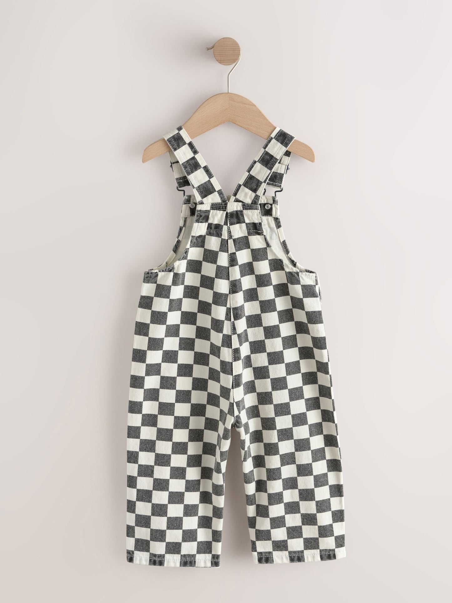 Black/White Checkerboard Dungarees (3mths-7yrs) image 2