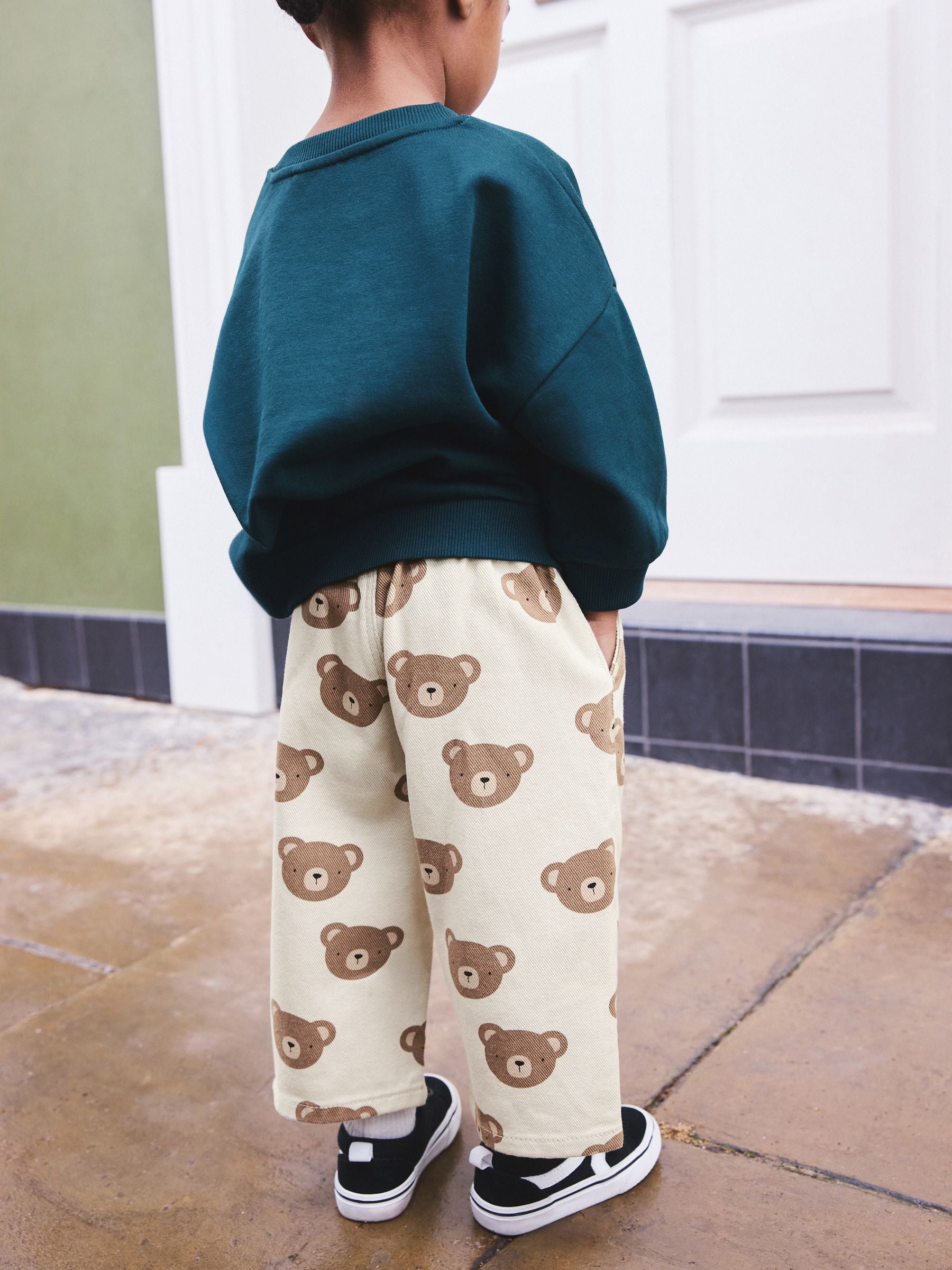 Dsiney Kidz - Ecru Cream Bear Pull On Wide Trousers (3mths-7yrs) image 3