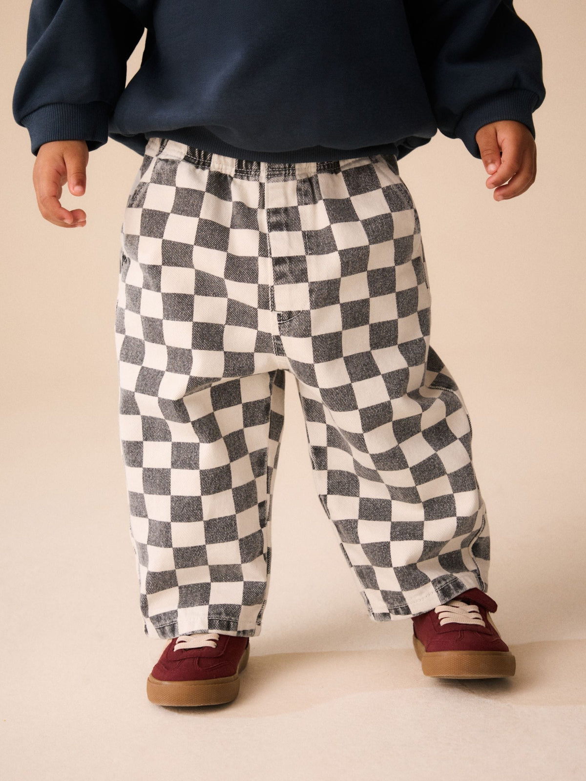 Dsiney Kidz - Black / White Checkerboard Pull On Wide Trousers (3mths-7yrs) image 1
