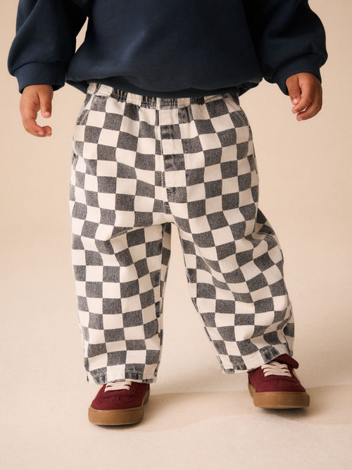 Dsiney Kidz - Black / White Checkerboard Pull On Wide Trousers (3mths-7yrs) image 1