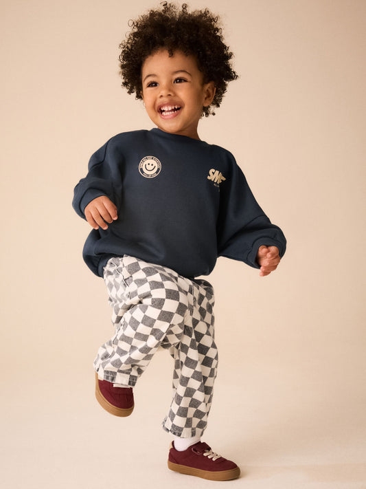 Dsiney Kidz - Black / White Checkerboard Pull On Wide Trousers (3mths-7yrs) image 2