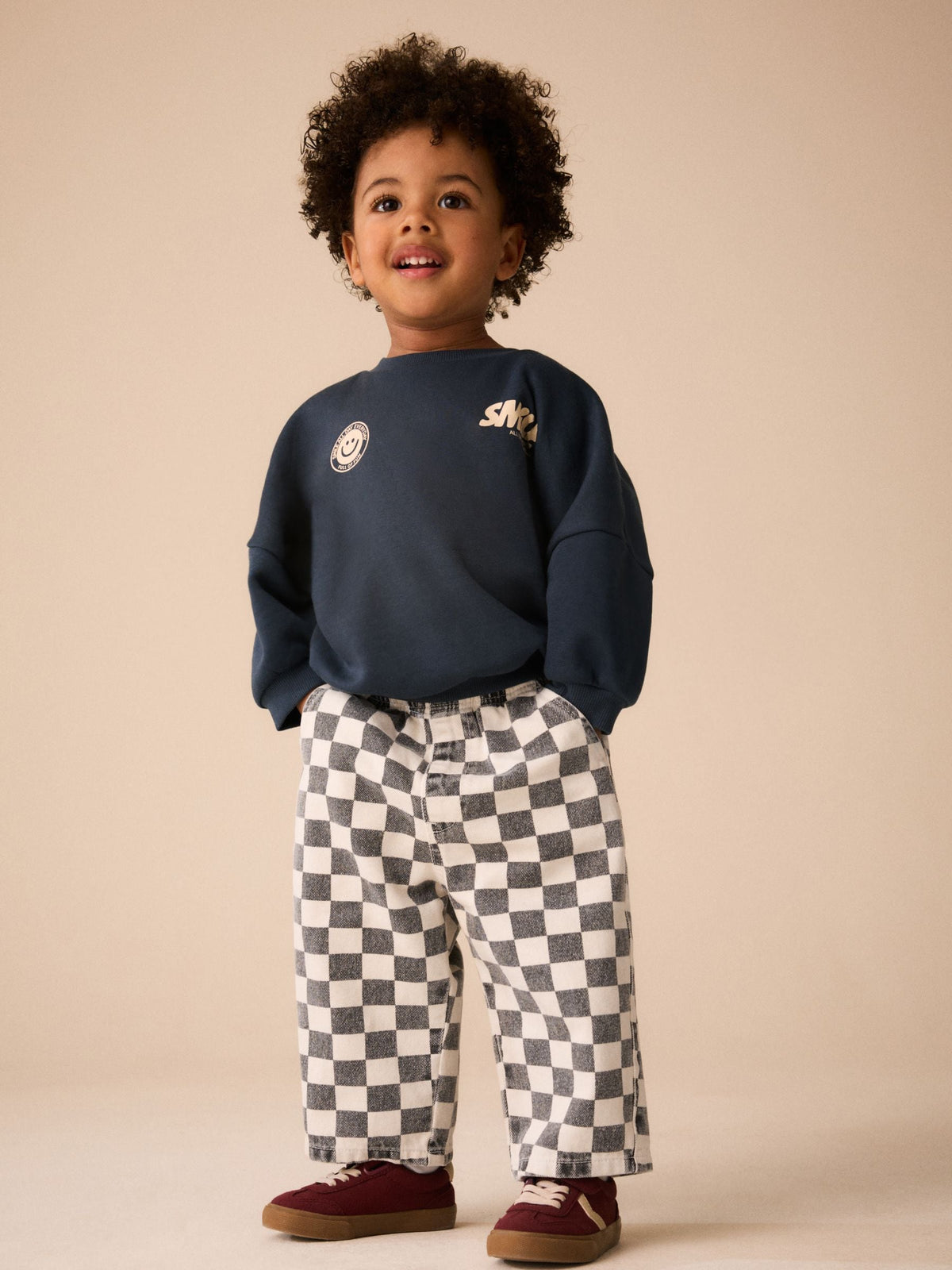Dsiney Kidz - Black / White Checkerboard Pull On Wide Trousers (3mths-7yrs) image 4