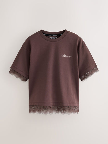 Dsiney Kidz - smALLSAINTS Brown Lace Trim T-Shirt image 1