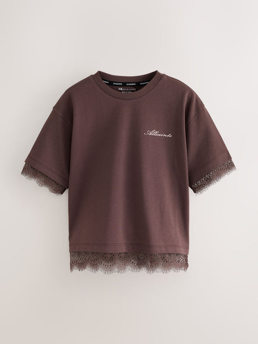 Dsiney Kidz - smALLSAINTS Brown Lace Trim T-Shirt image 1