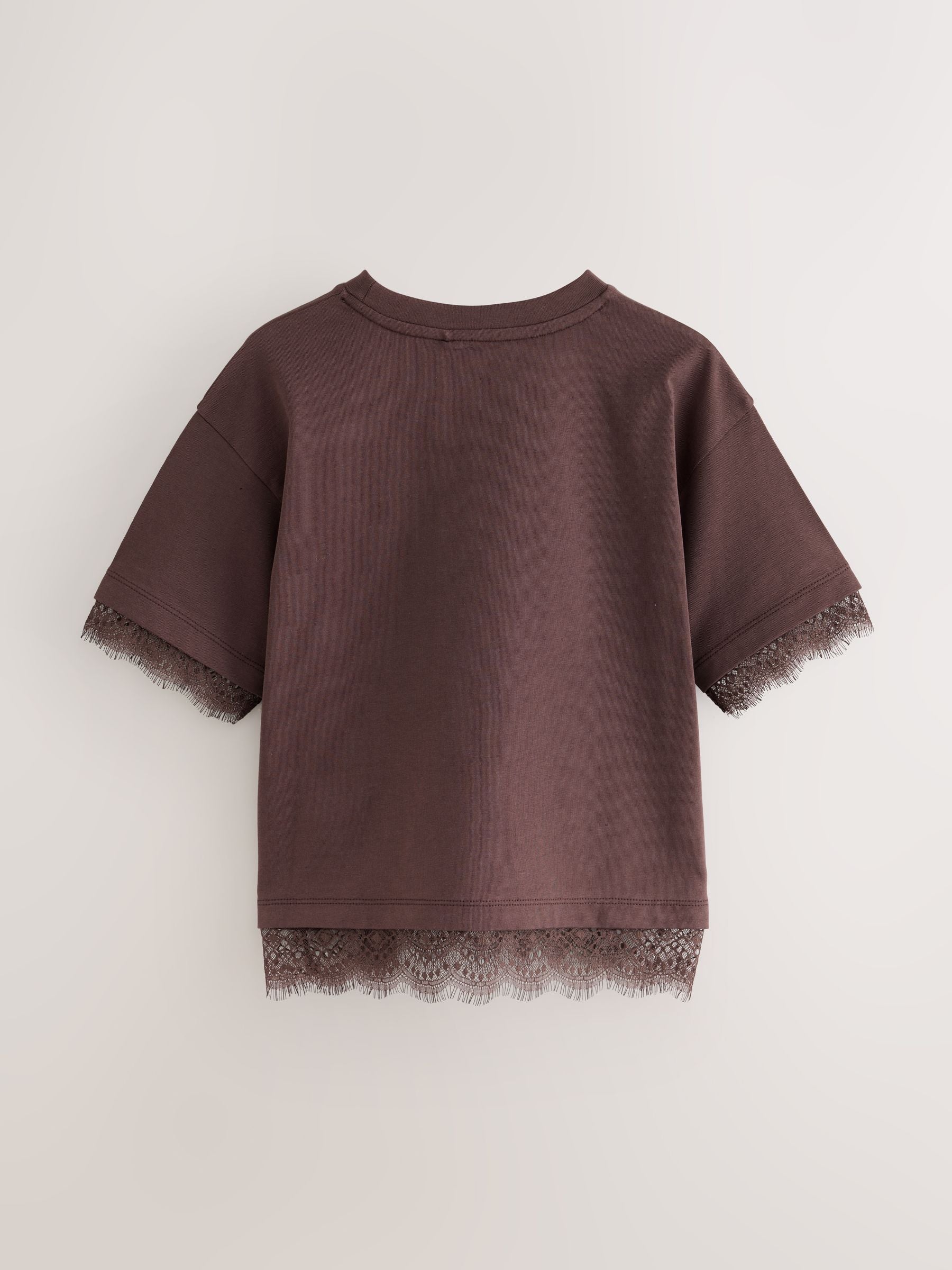 Dsiney Kidz - smALLSAINTS Brown Lace Trim T-Shirt image 2