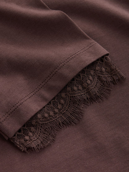 Dsiney Kidz - smALLSAINTS Brown Lace Trim T-Shirt image 3