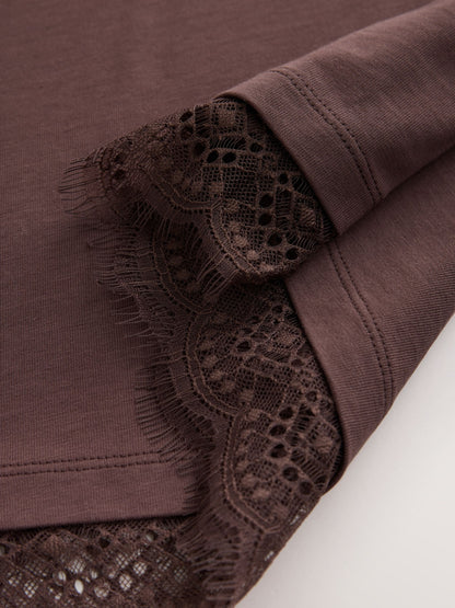 Dsiney Kidz - smALLSAINTS Brown Lace Trim T-Shirt image 6