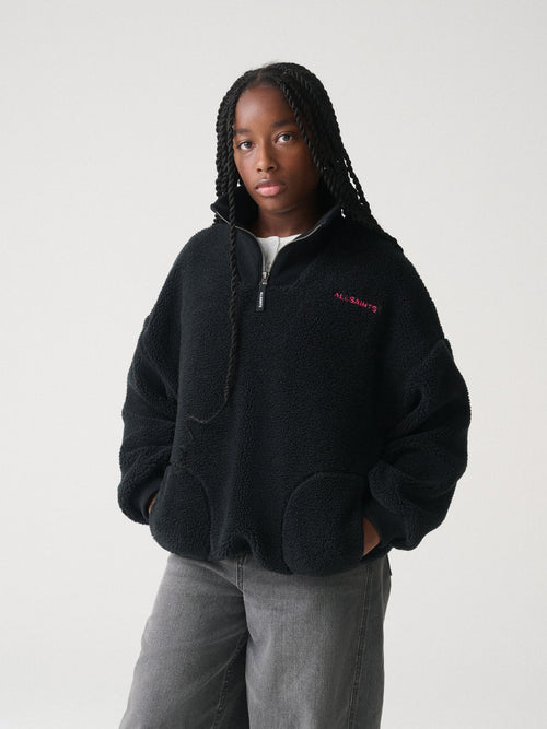 smALLSAINTS Black Funnel Neck Fleece Sweater - image 1