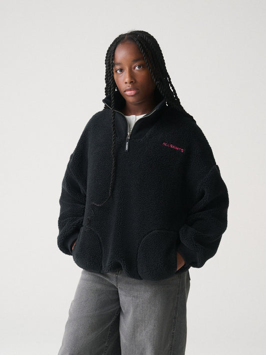 smALLSAINTS Black Funnel Neck Fleece Sweater - image 1