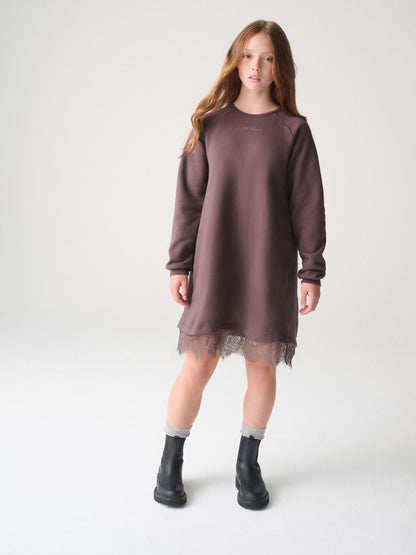 Dsiney Kidz - smALLSAINTS Dark Brown Lee Lace Sweat Dress image 1