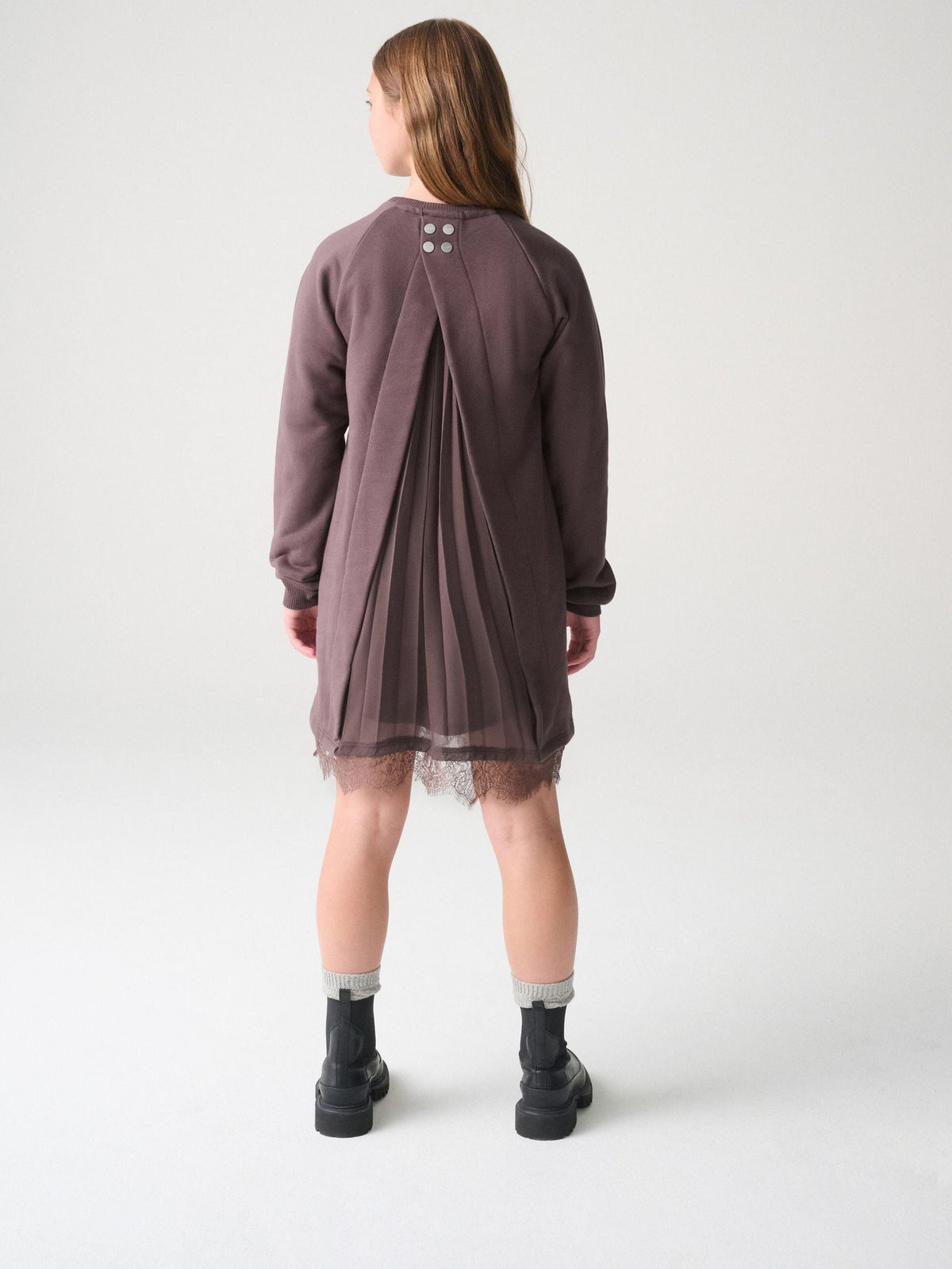 Dsiney Kidz - smALLSAINTS Dark Brown Lee Lace Sweat Dress image 2