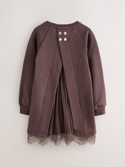 Dsiney Kidz - smALLSAINTS Dark Brown Lee Lace Sweat Dress image 7