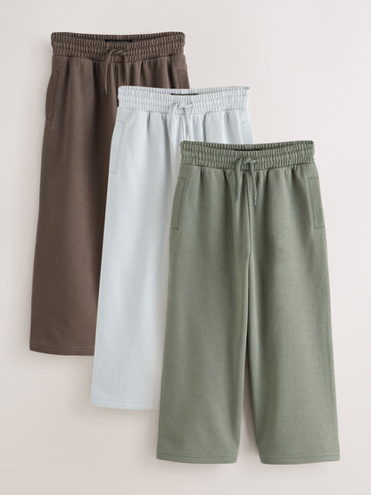 Dsiney Kidz - Brown/Khaki/Grey Wide Fit Joggers 3 Pack (3-16yrs) image 1