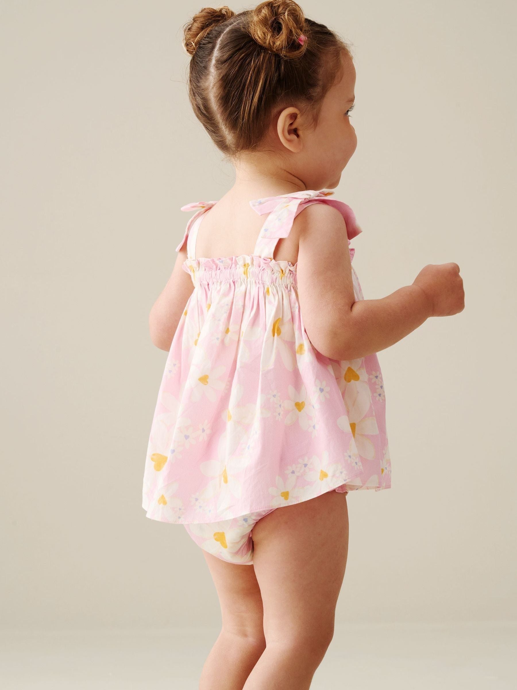 Angel & Rocket Pink Minnie Daisy Print Bow Shoulder Tunic And Bloomer Dress image 3
