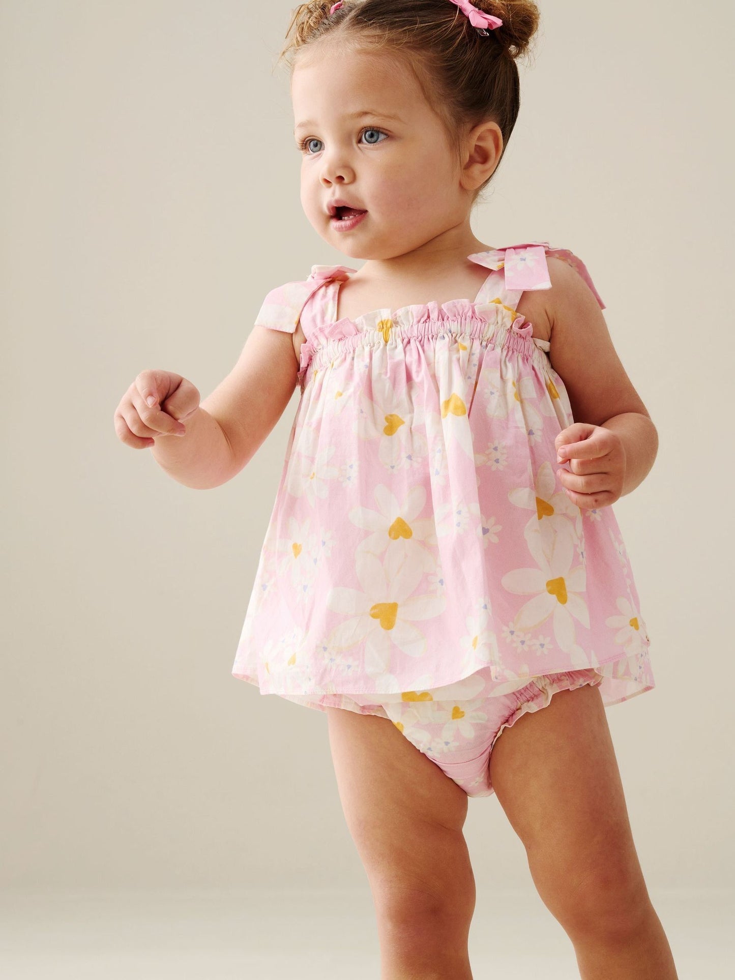 Angel & Rocket Pink Minnie Daisy Print Bow Shoulder Tunic And Bloomer Dress image 5