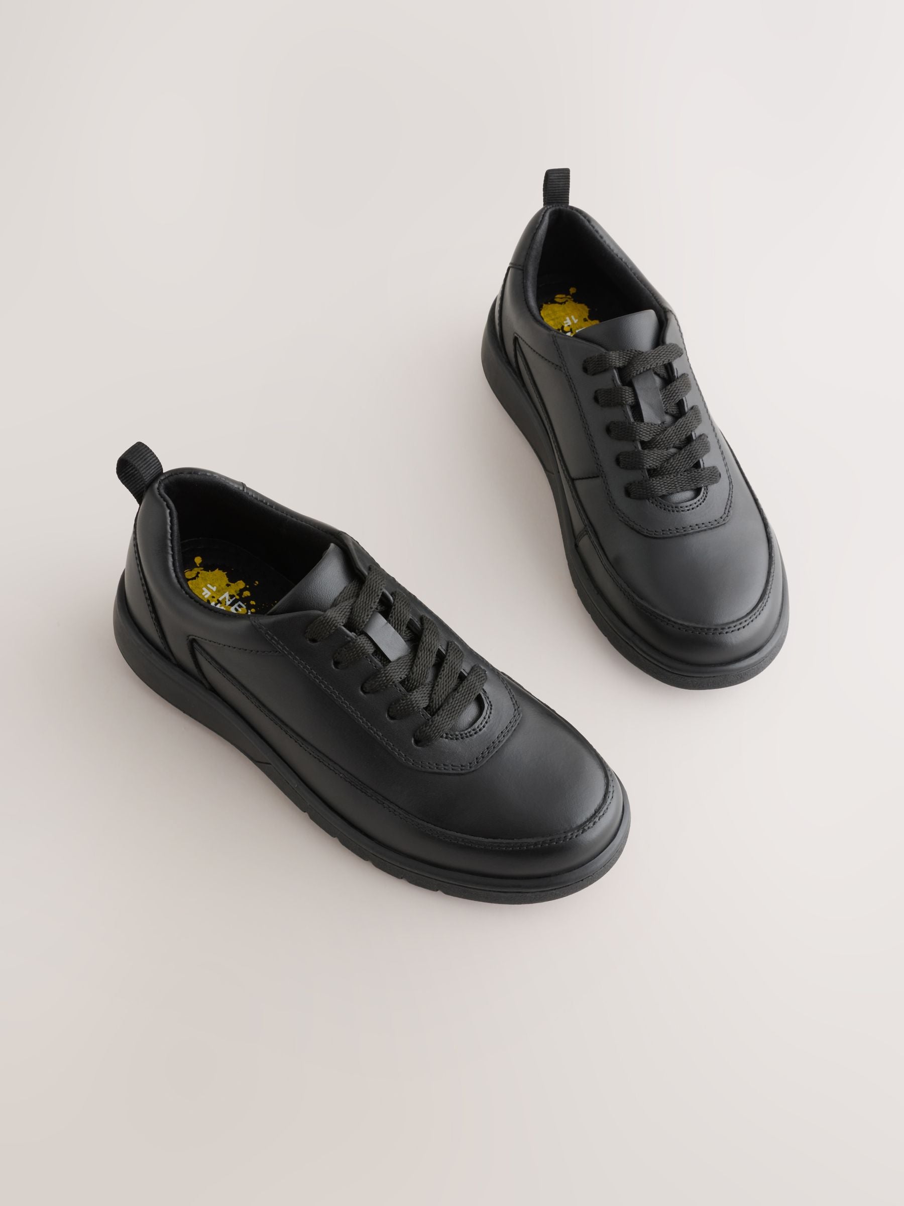 Black Standard Fit (F) Leather Lace-up School Shoes image 1