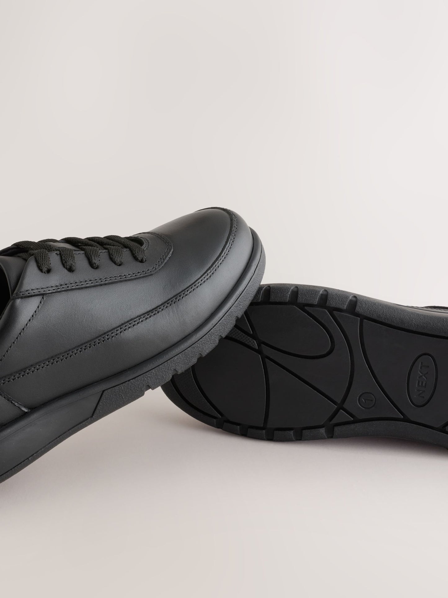 Black Standard Fit (F) Leather Lace-up School Shoes image 5