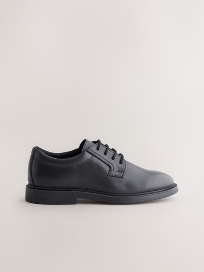 Black Leather Lace Up School Shoes image 2