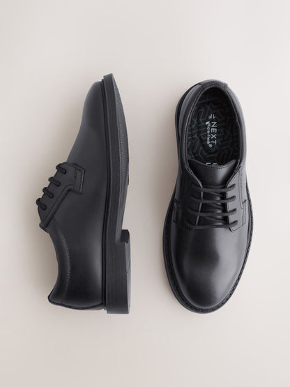 Black Leather Lace Up School Shoes image 3