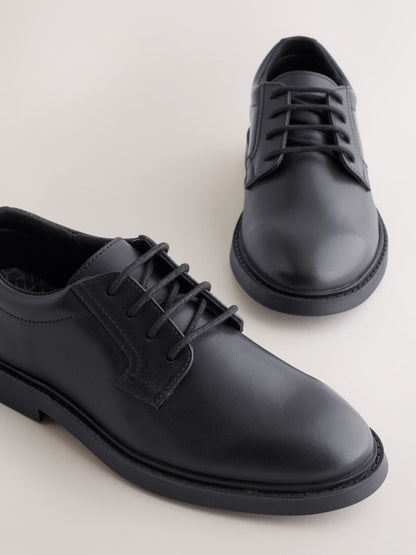 Black Leather Lace Up School Shoes image 4