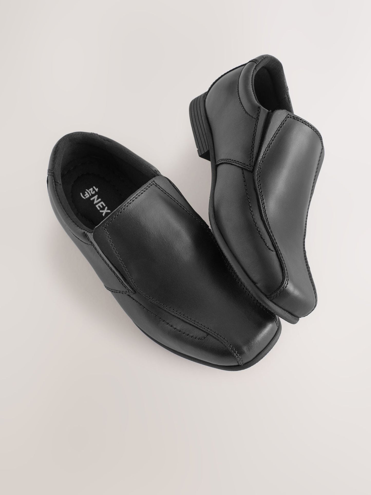 Black Extra Wide Fit (H) Slip On Leather Loafer School Shoes image 3