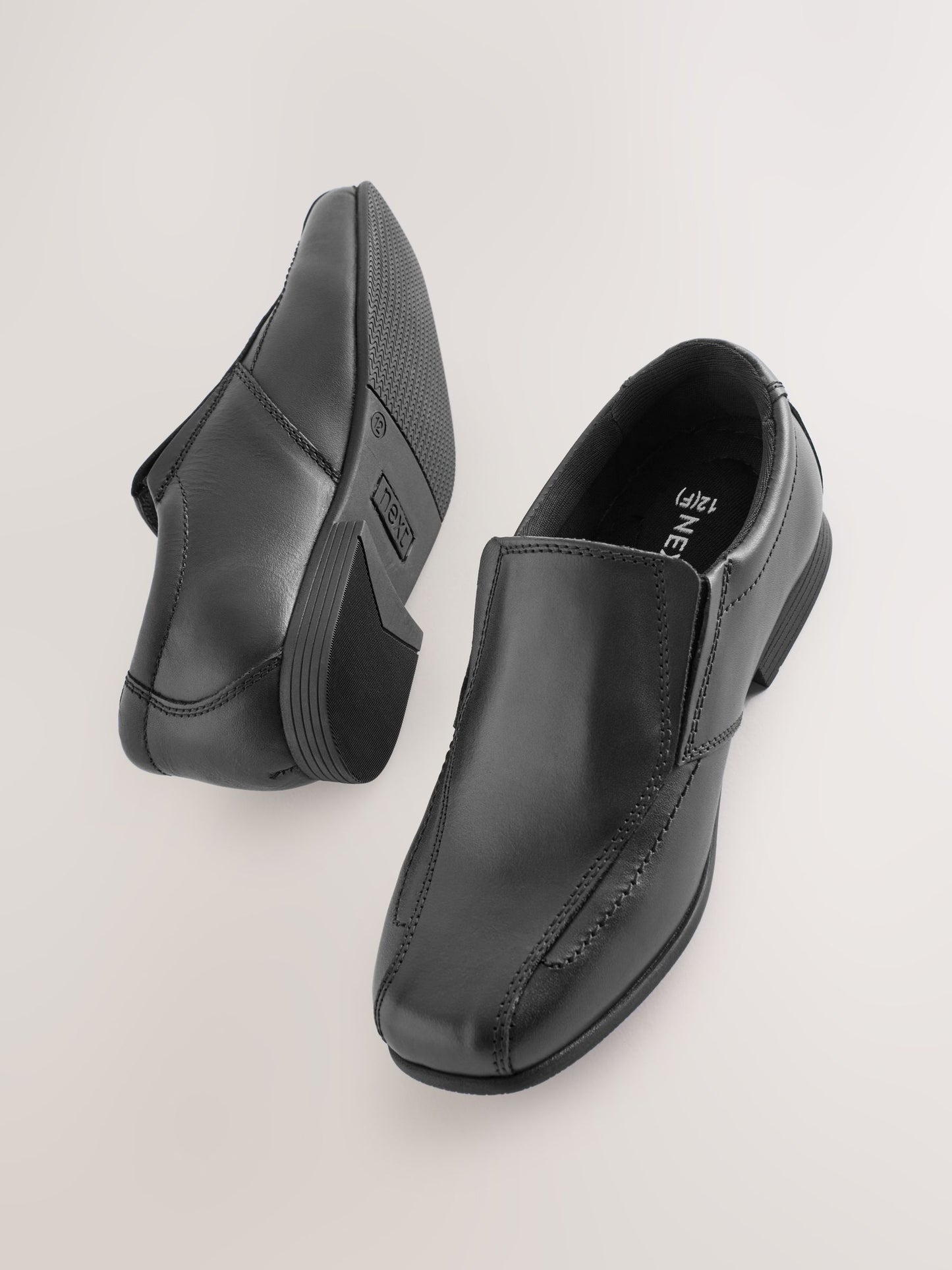 Black Extra Wide Fit (H) Slip On Leather Loafer School Shoes image 4