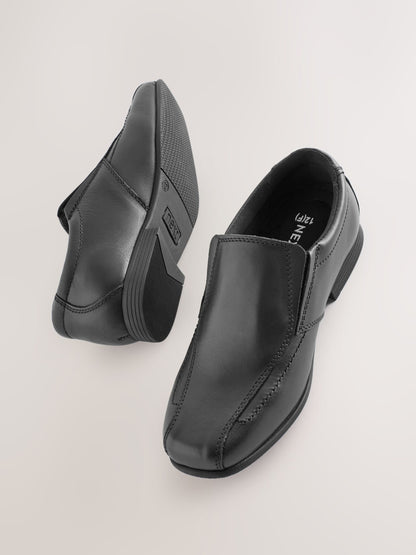 Black Extra Wide Fit (H) Slip On Leather Loafer School Shoes image 4