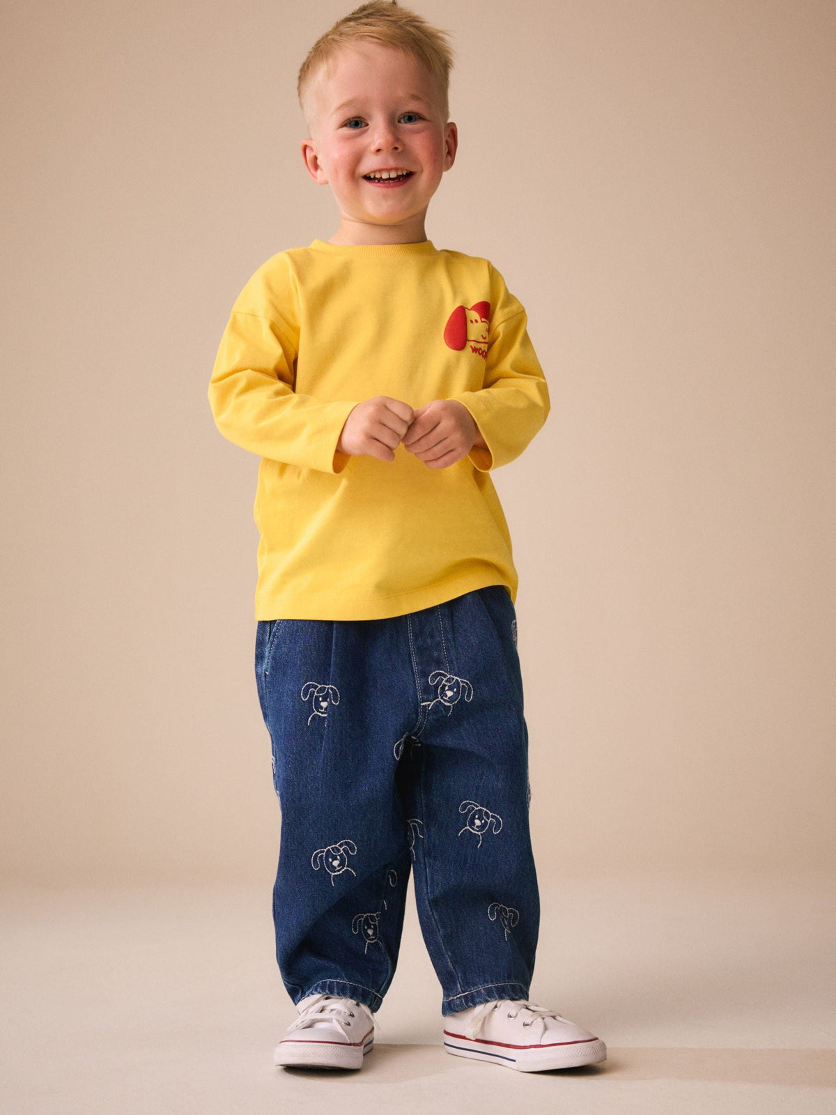 Dark Blue All Over Embroidered Wide Barrel Jeans (3mths-7yrs) - image 3